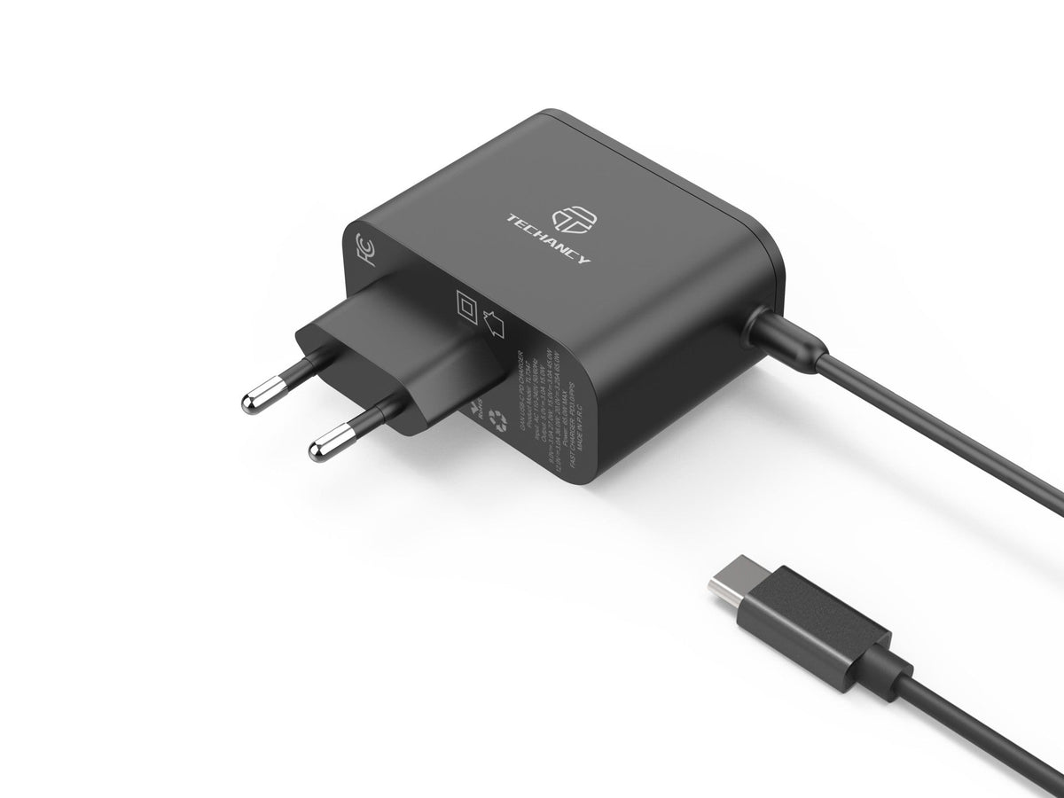 Techancy Carregador Rápido GaN USB-C de 65W TL7347, pequeno e portátil, compatível com vários dispositivos-0