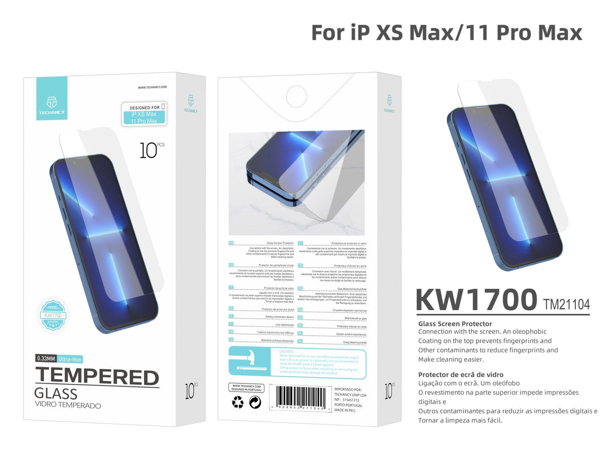 Techancy Película de Vidro Temperado  para iPhone Xs Max/11 Pro Max KW1700 , 0.33MM, Anti-riscos, Alta Transparência, Fácil Aplicação-4
