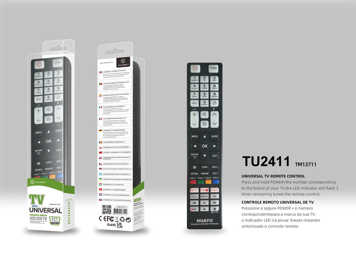 Techancy Telecomando Universal Para Tv  TU2411, Compatível Com Muitas Marcas De Televisores, Ligação De Adaptação Simples-3