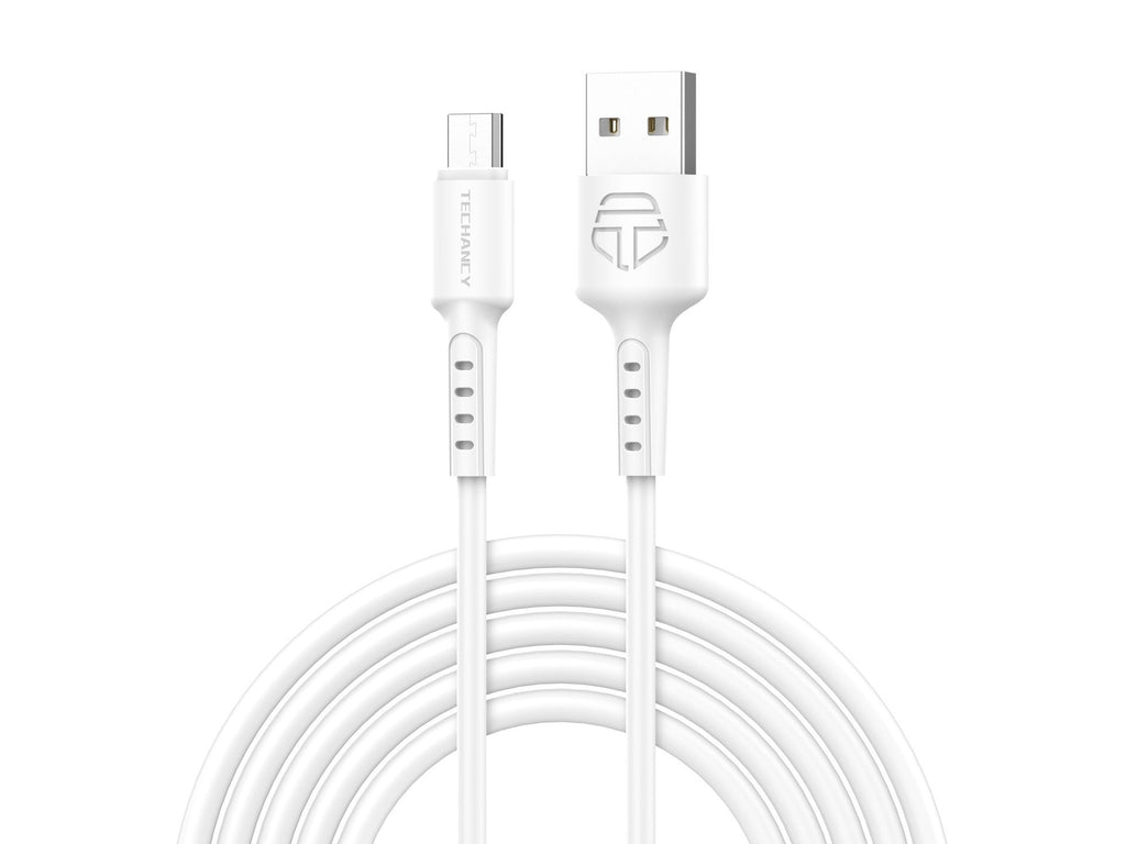 Techancy Cabo De Dados Branco TB1629, Cabo De Carregamento Rápido Usb Para Micro, 3 M/2,4 A, Compatível Com Dispositivos Android-0