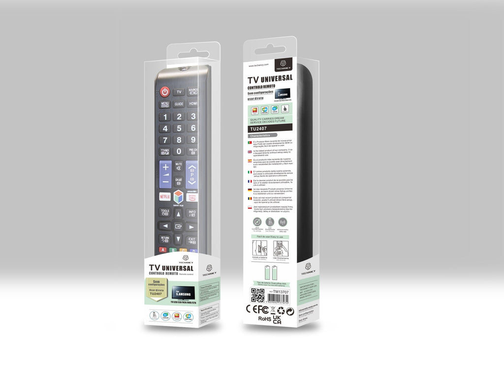 Techancy Controlo Remoto Do Televisor  TU2407, Alcance Sem Fios De 8m, Compatível Com Televisores Samsung, Ligação Auto-Adaptável-1