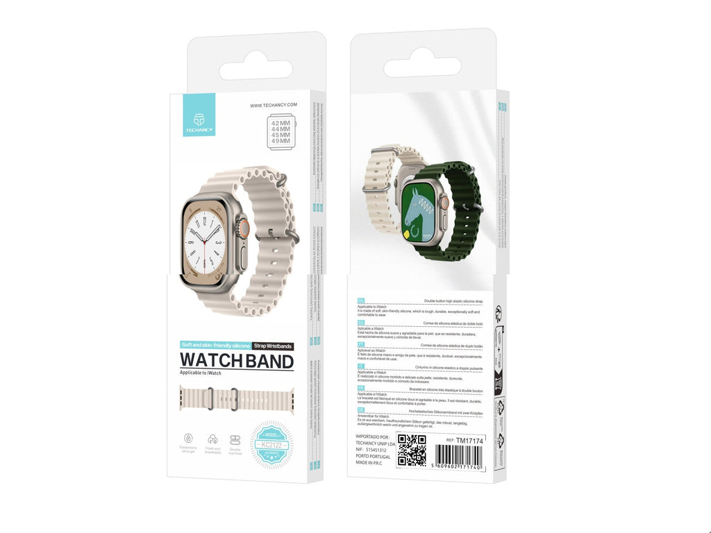 Techancy Bracelete De Silicone Branca KC2122, Compatível Com Apple Watch 42mm/44mm/45mm/49mm, Material De Silicone Macio-1