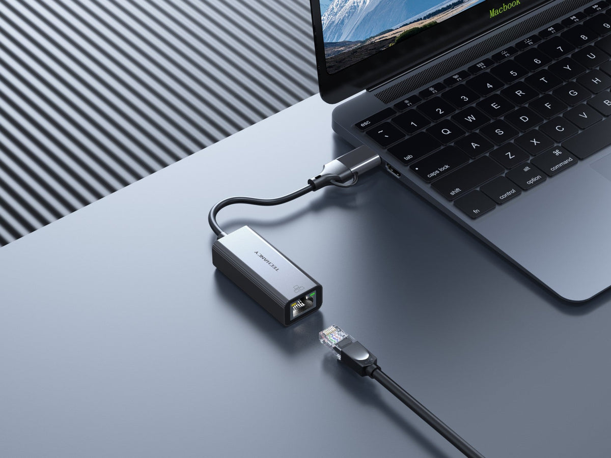Techancy Adaptador Ethernet  USB-A/USB-C para RJ-45 MG1425 , compatível com Mac OS, iOS, sistemas Windows, 10/100 Mbps-2