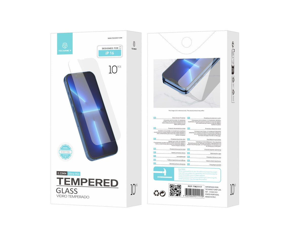 Techancy Película de Vidro Temperado  para iPhone 16 KW1700 , 0.33MM, Anti-riscos, Alta Transparência, Fácil Aplicação-3