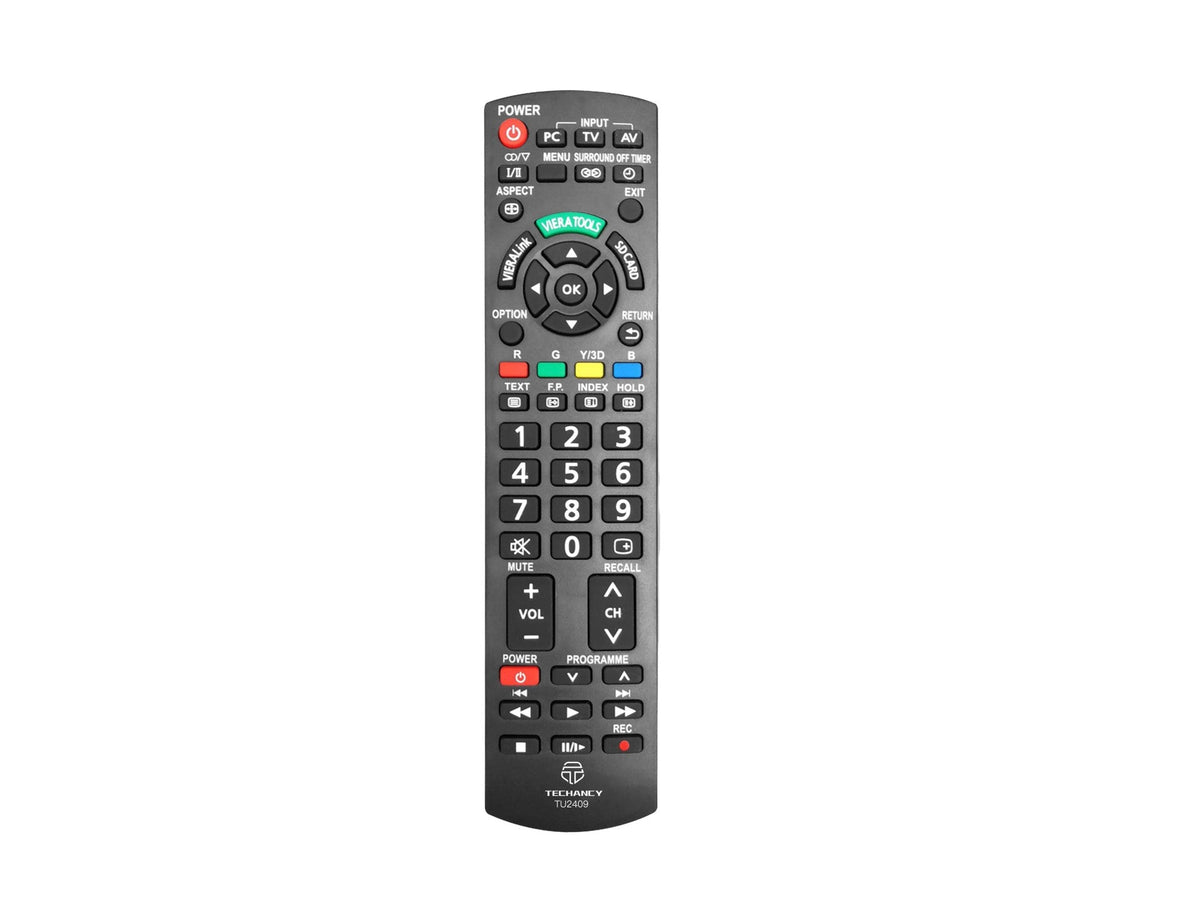 Controlo remoto sem fios Techancy TV, TU2409, sem necessidade de configuração Controlo remoto para televisores Panasonic, preto-0