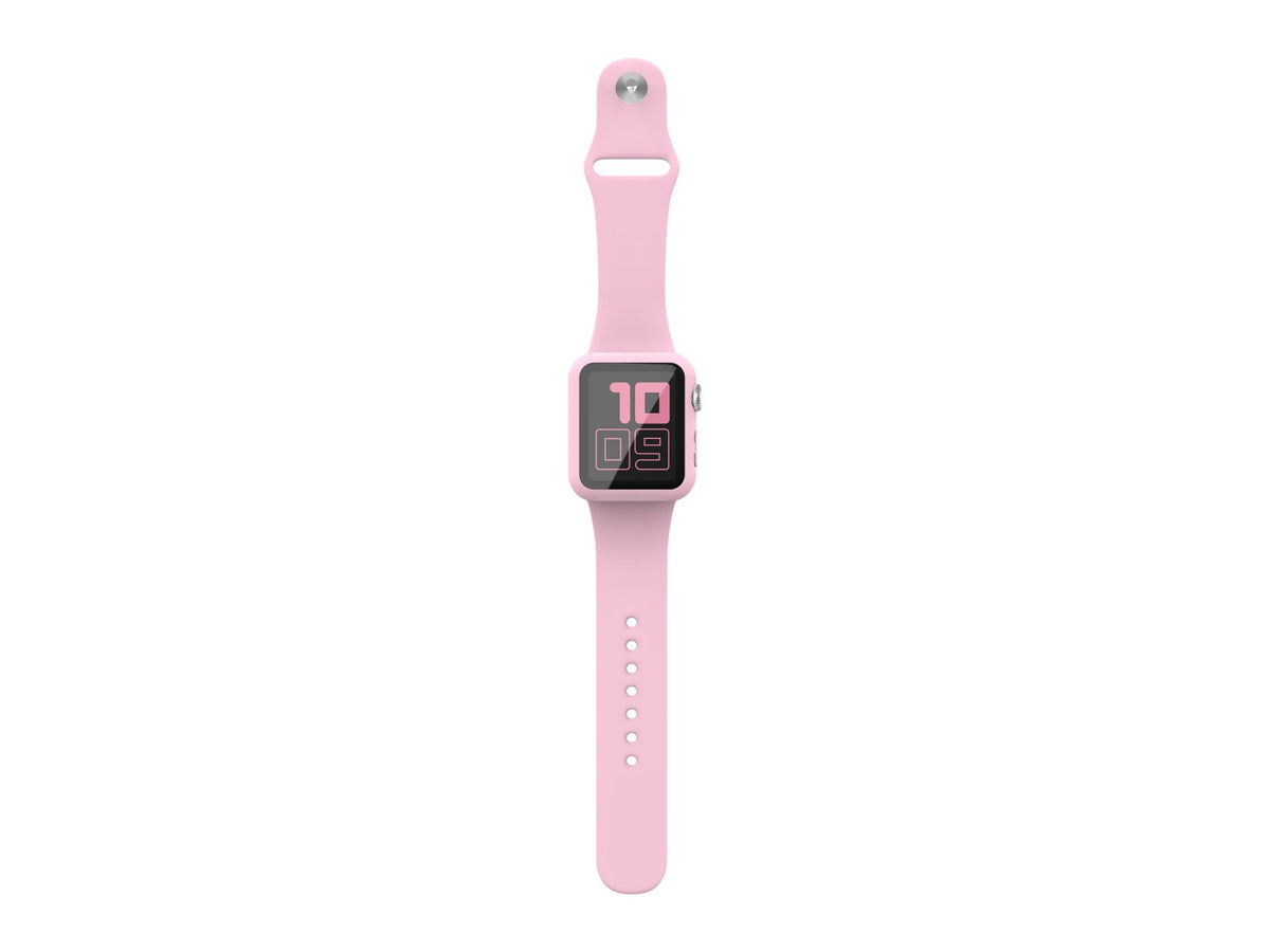 Pulseira de silicone para relógio Techancy, KC2115, pulseira com protetor de ecrã, compatível com Apple Watch 45 mm, rosa-0