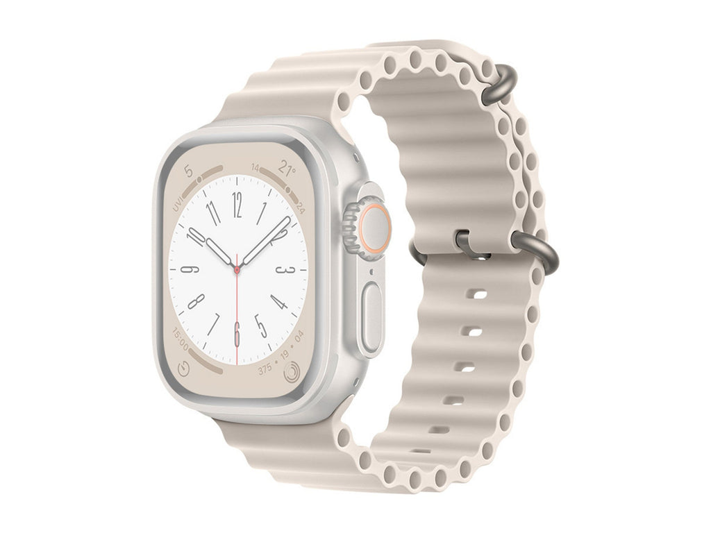 Techancy Bracelete De Silicone Branca KC2122, Compatível Com Apple Watch 42mm/44mm/45mm/49mm, Material De Silicone Macio-0