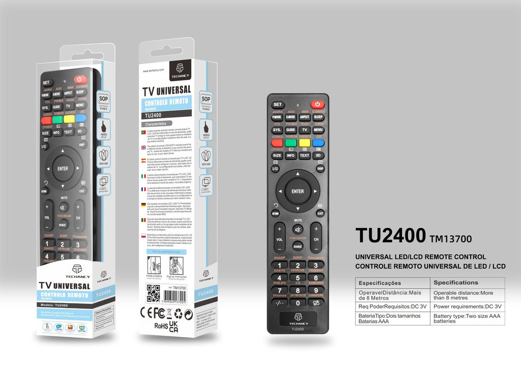 Techancy Controlo Remoto Universal Para Tv TU2400, Ligação De Configuração Simples, Compatível Com Televisores Led/Lcd Novos E Antigos-3