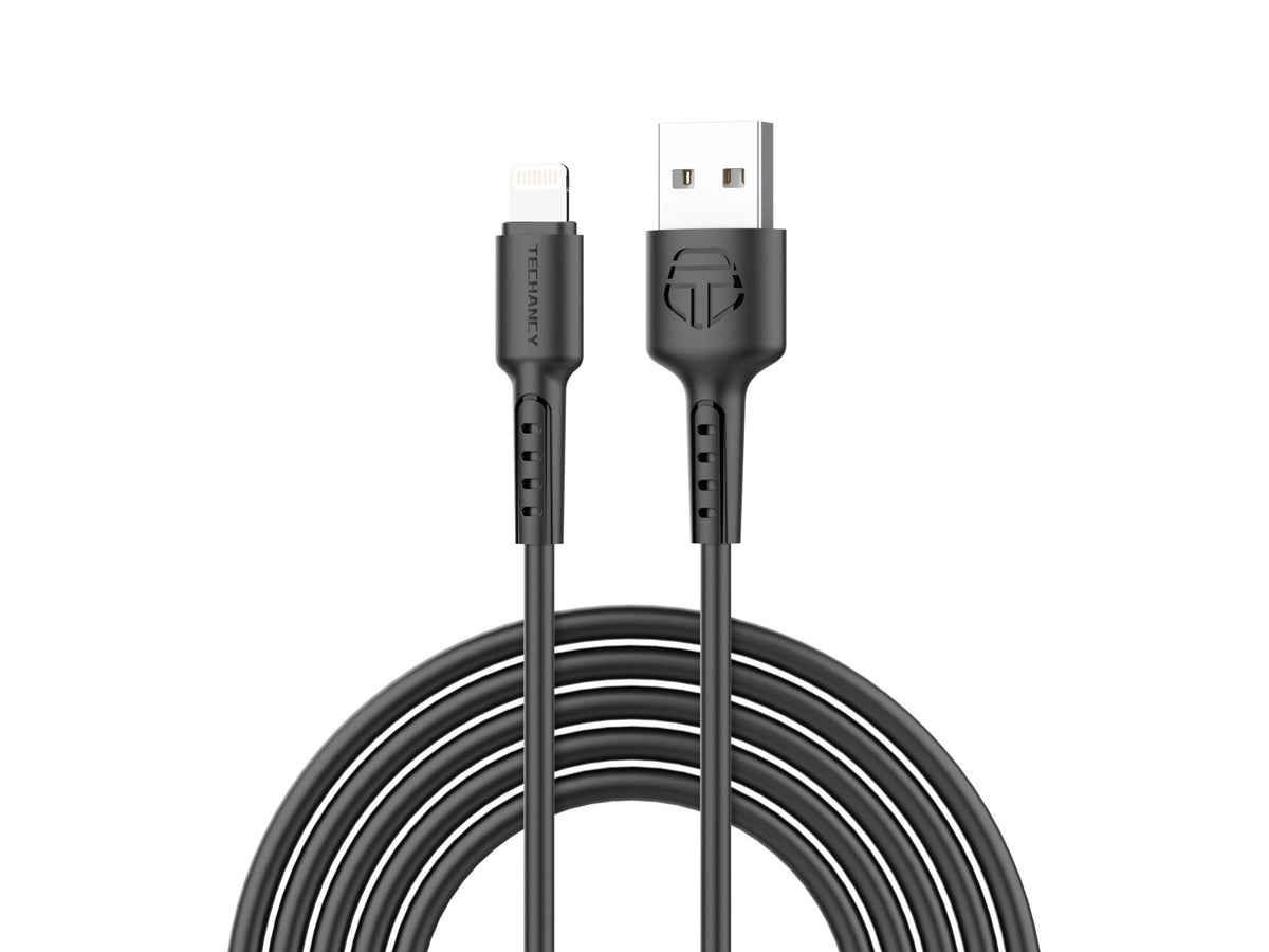 Techancy Cabo De Dados Preto TB1628, Cabo De Carregamento Rápido Usb Para Lightning, 3 M/2,4 A, Compatível Com Iphone/Ipad-0