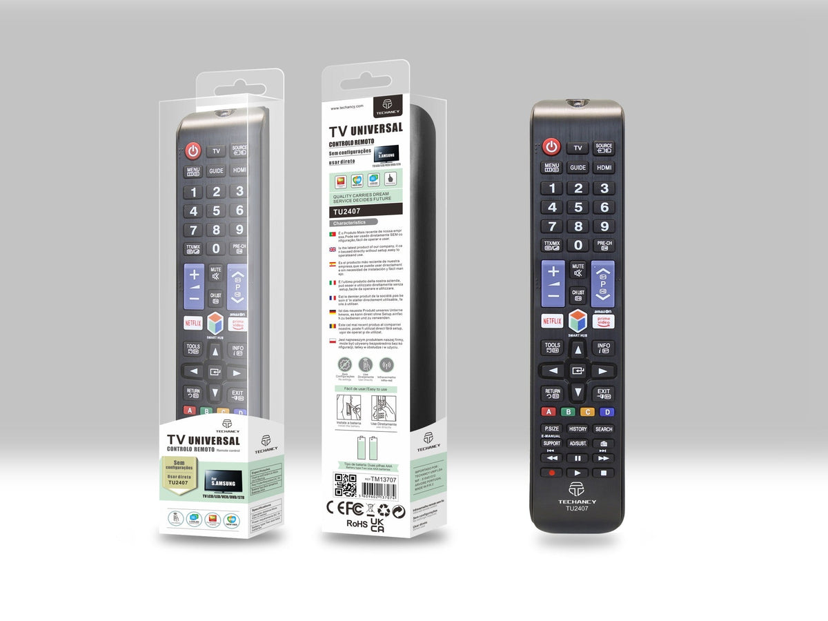 Techancy Controlo Remoto Do Televisor  TU2407, Alcance Sem Fios De 8m, Compatível Com Televisores Samsung, Ligação Auto-Adaptável-2