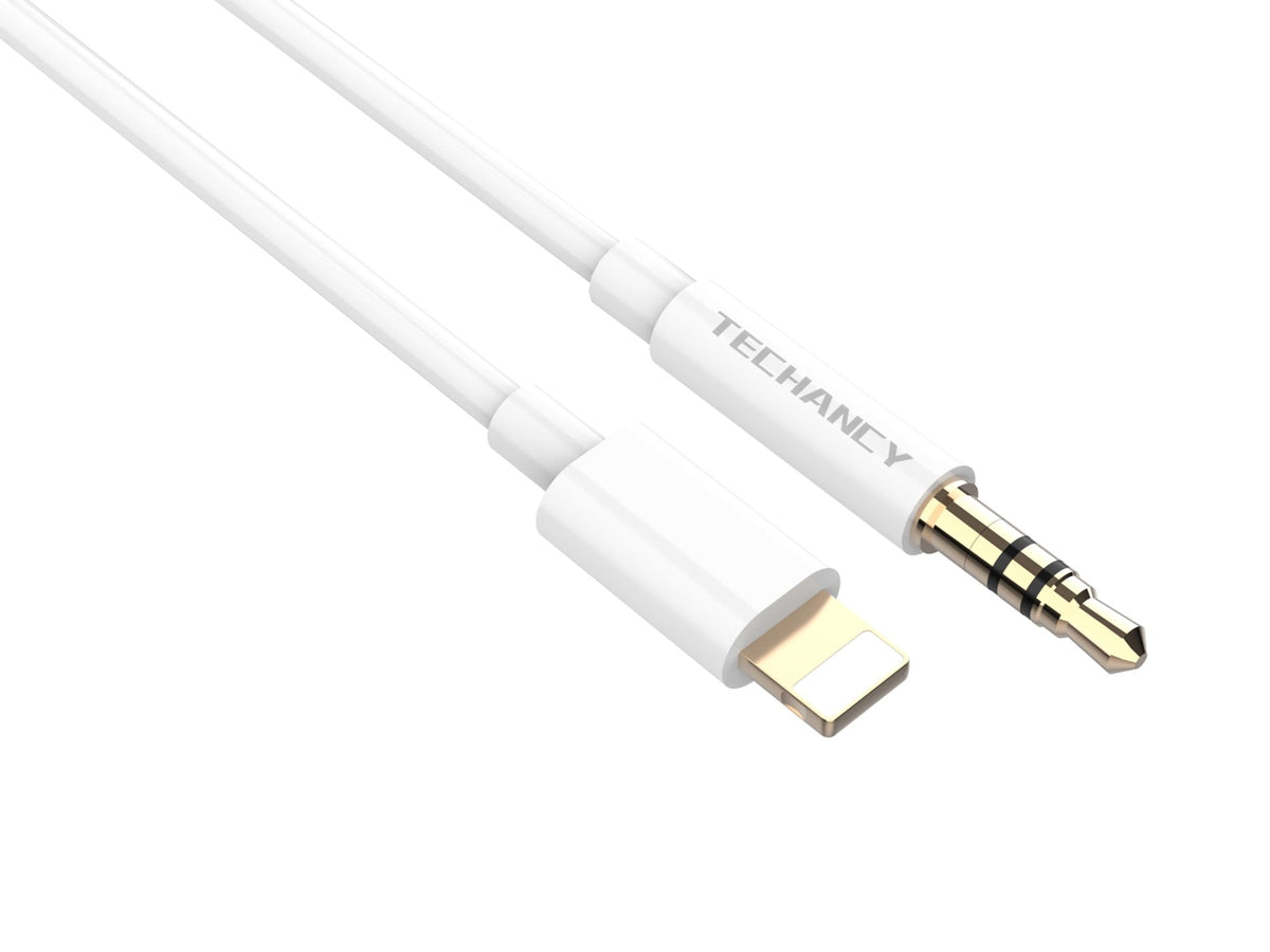 Techancy Cabo Áudio Aux Automotive  KQ2602, Iph8/X/11-14 Para 3,5 Mm, 1 Metro, Qualidade De Som Hifi,Branco-0