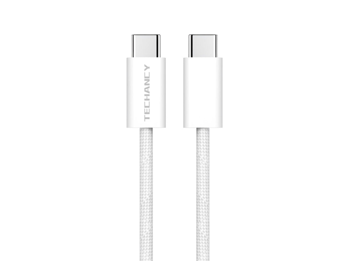 Techancy Cabo USB-C para USB-C TB4764 1M PD 60W, Trancado, Carga Rapida, Compativel com Telemoveis e Portateis, Branco-0