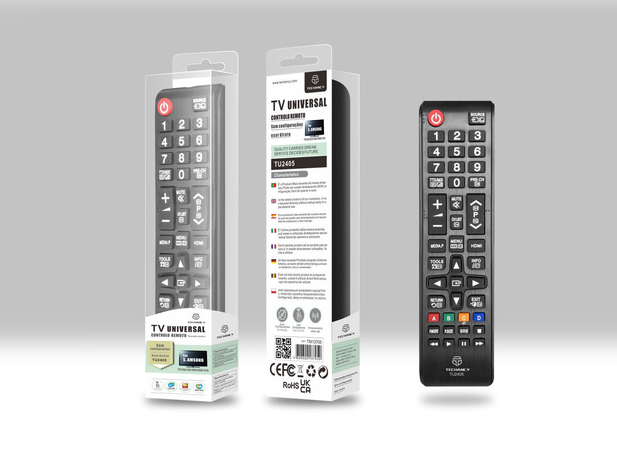 Techancy Controlo Remoto Do Televisor  TU2405, Alcance Sem Fios De 8m, Compatível Com Televisores Samsung, Ligação Auto-Adaptável-2