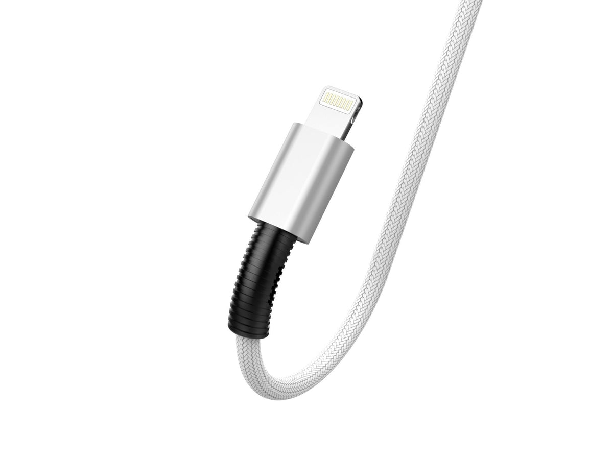 Techancy Cabo De Dados Usb-Lightning Branco TB1717, Carregamento Rápido De 2,4 A, Liga De Alumínio + Entrançado 1,2 M-1