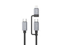 Techancy Cabo de carregamento rápido 2 em 1 TB1743 1m USB-C para USB-C 60W e USB-C para Lightning 27W cabo durável para vários dispositivos-0