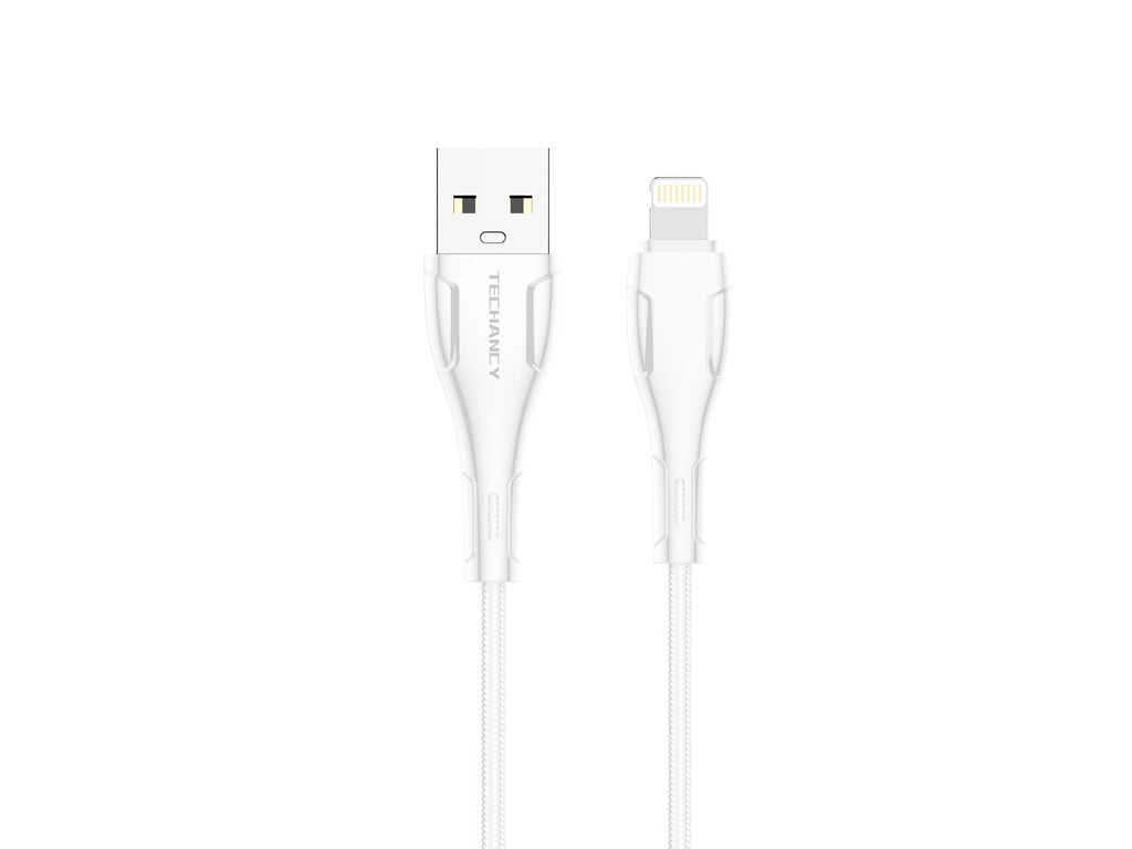 Techancy Cabo De Dados Trançado Usb-Ip8/X/11-14 Branco TB1694, Carregamento De 2,4 A, Transferência De Dados Compatível-0