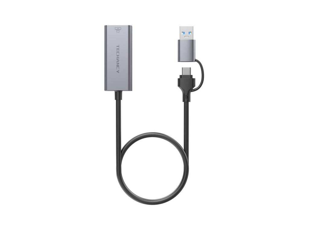 Techancy Adaptador Ethernet  USB-A/USB-C para RJ-45 MG1425 , compatível com Mac OS, iOS, sistemas Windows, 10/100 Mbps-0