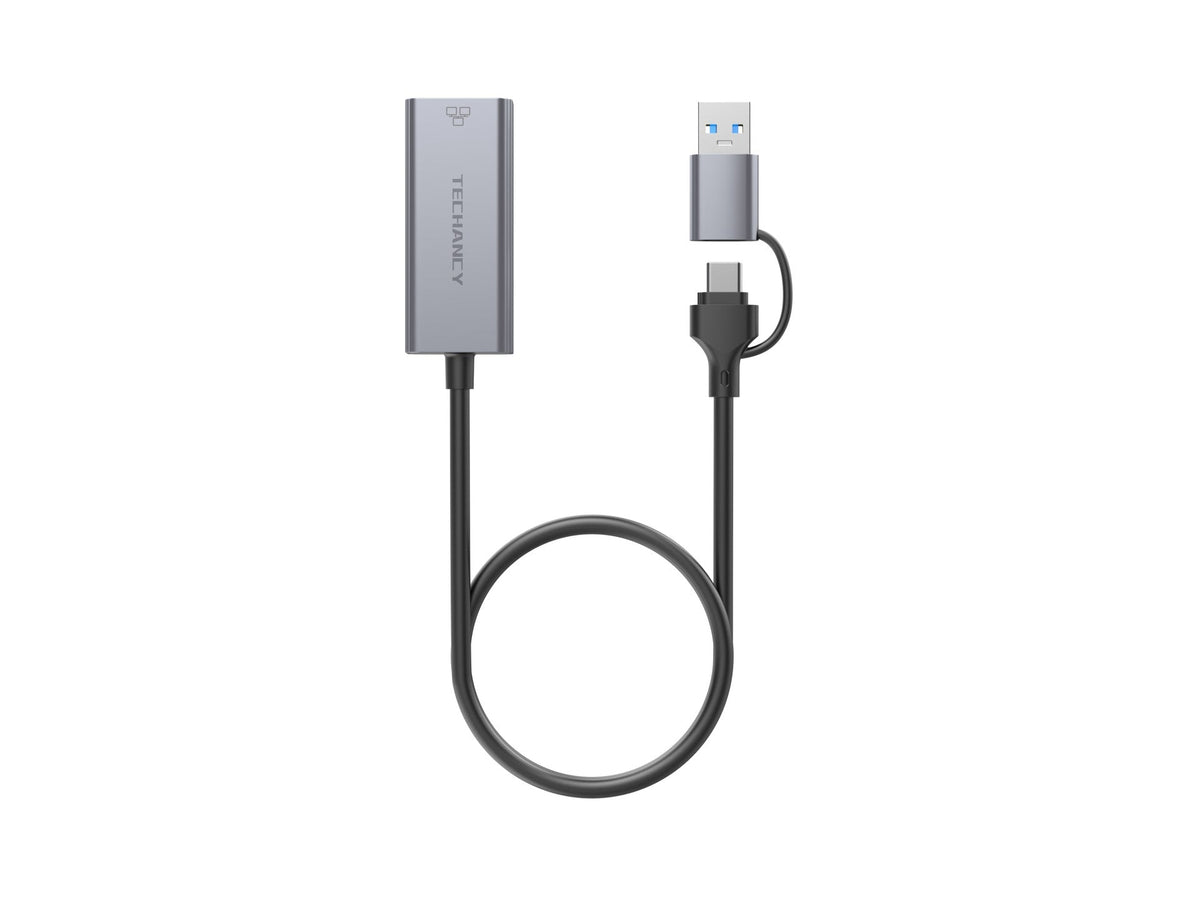 Techancy Adaptador Ethernet  USB-A/USB-C para RJ-45 MG1425 , compatível com Mac OS, iOS, sistemas Windows, 10/100 Mbps-0