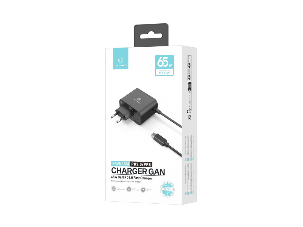 Techancy Carregador Rápido GaN USB-C de 65W TL7347, pequeno e portátil, compatível com vários dispositivos-2