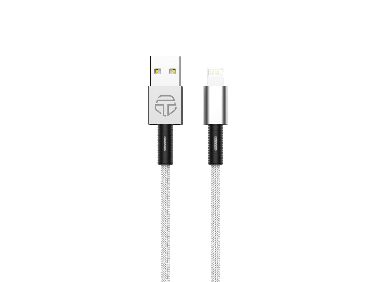 Techancy Cabo De Dados Usb-Lightning Branco TB1717, Carregamento Rápido De 2,4 A, Liga De Alumínio + Entrançado 1,2 M-0