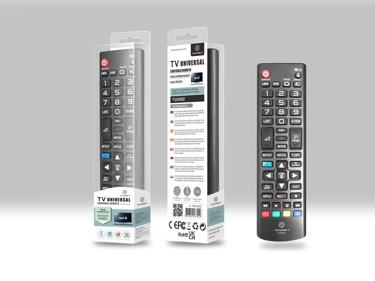 Techancy Controlo Remoto Do Televisor  TU2402, Alcance Sem Fios De 8m, Compatível Com Televisores Lg, Ligação Auto-Adaptável-2