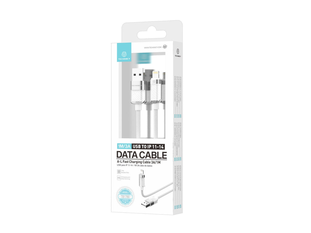 Techancy Cabo De Dados Ip 11-14/Usb 1m/3A Branco TB1780, Compatível Com Iphone/Ipad Carregamento Rápido E Dados-3