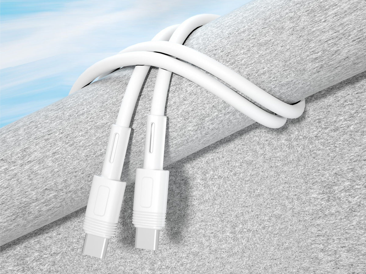 Techancy Cabo Pd De Carregamento Rápido Branco De 1,5 M TB1772, Usb C Para Porta Usb C 60w/20v-3a-1