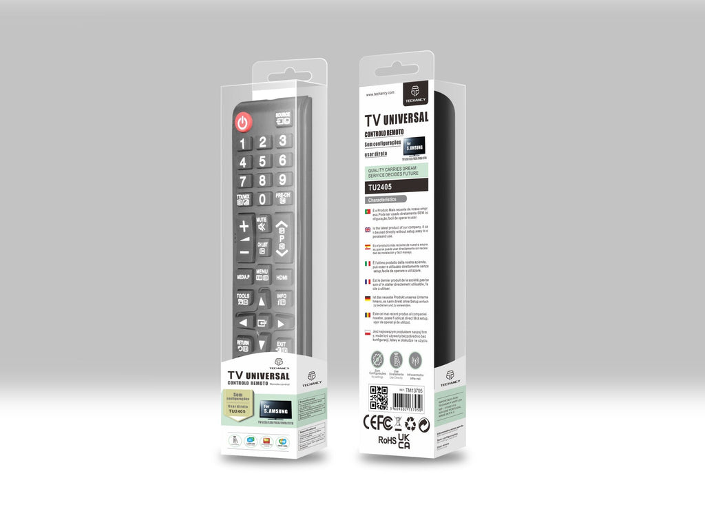 Techancy Controlo Remoto Do Televisor  TU2405, Alcance Sem Fios De 8m, Compatível Com Televisores Samsung, Ligação Auto-Adaptável-1