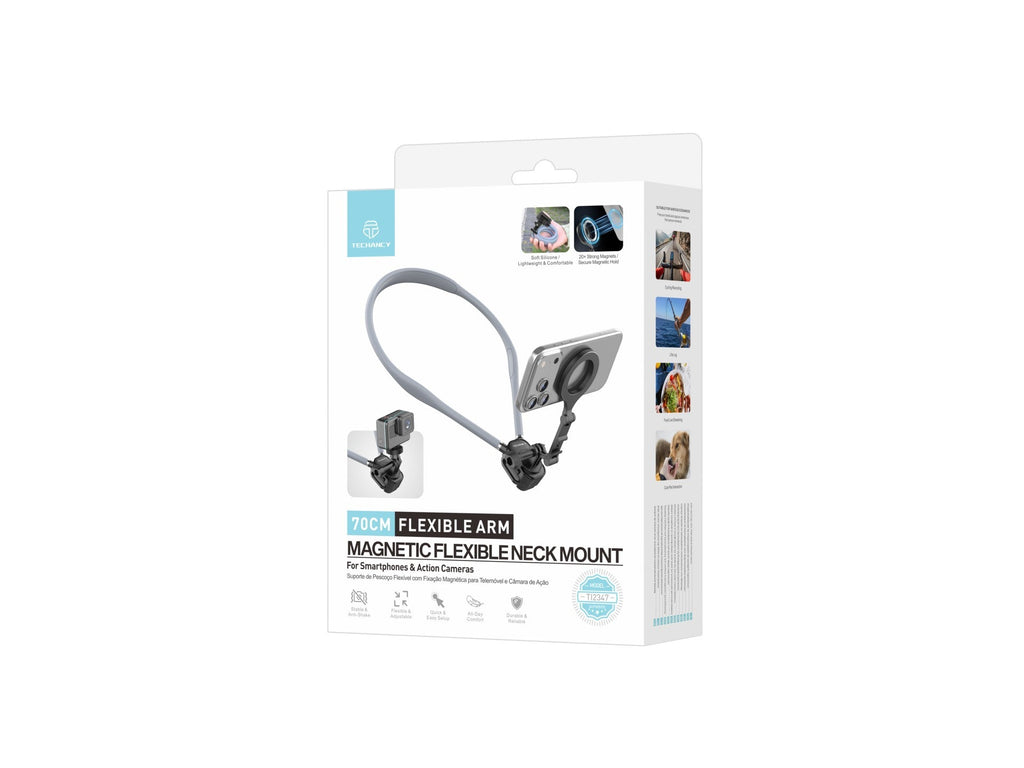 Techancy Suporte Magnetico de Pescoco TI2347 para Telemovel e Camara, Braco Flexivel 70cm, Maos Livres, Cinzento-3