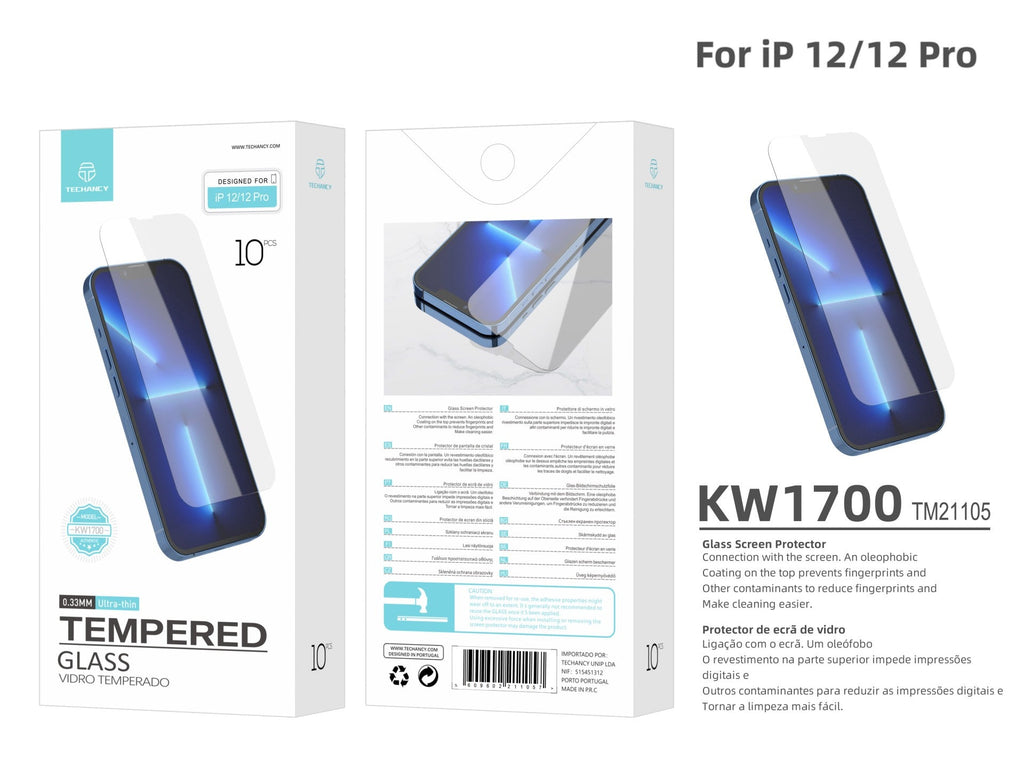 Techancy Película de Vidro Temperado  para iPhone 12/12 Pro KW1700 , 0.33MM, Anti-riscos, Alta Transparência, Fácil Aplicação-4