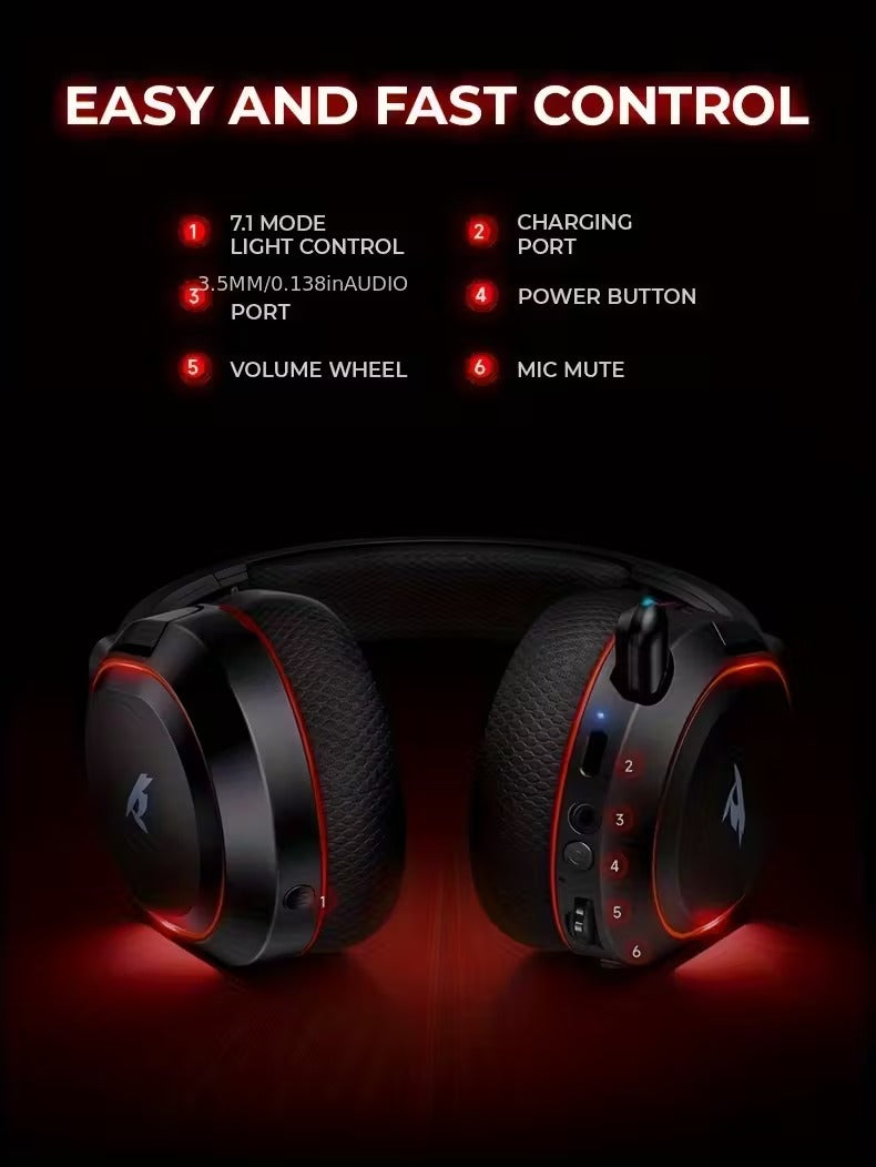 Wireless Gaming Headset Surround Sound RGB Mic-2