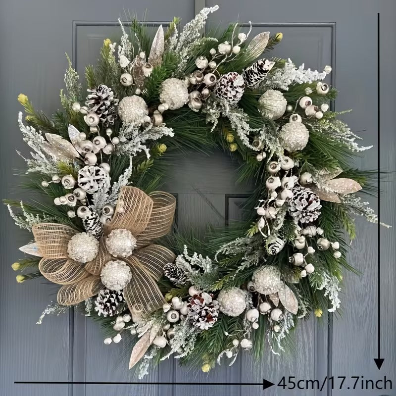 Christmas Pine Wreath with Cones and Ribbon-1