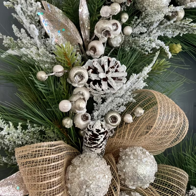 Christmas Pine Wreath with Cones and Ribbon-3