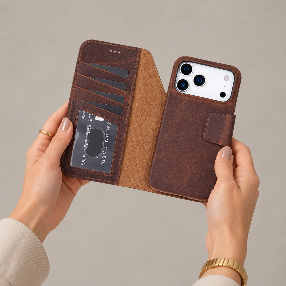 Brea iPhone 18 Pro Max Full-Grain Leather Wallet Case-6
