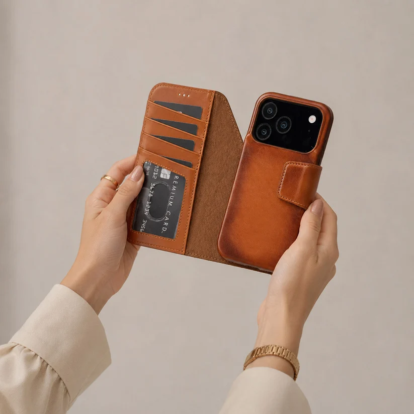 Brea iPhone 18 Pro Max Full-Grain Leather Wallet Case-7