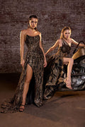 Dazzling Vibrant One-Shoulder Tulle Overskirt Gown for Pageant - CDJ869