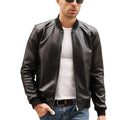 Jorah Men's Classic Bomber Leather Jacket - black, 5XL