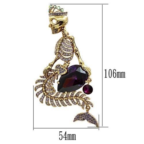 LO2412 - Gold White Metal Brooches with AAA Grade CZ  in Amethyst-1