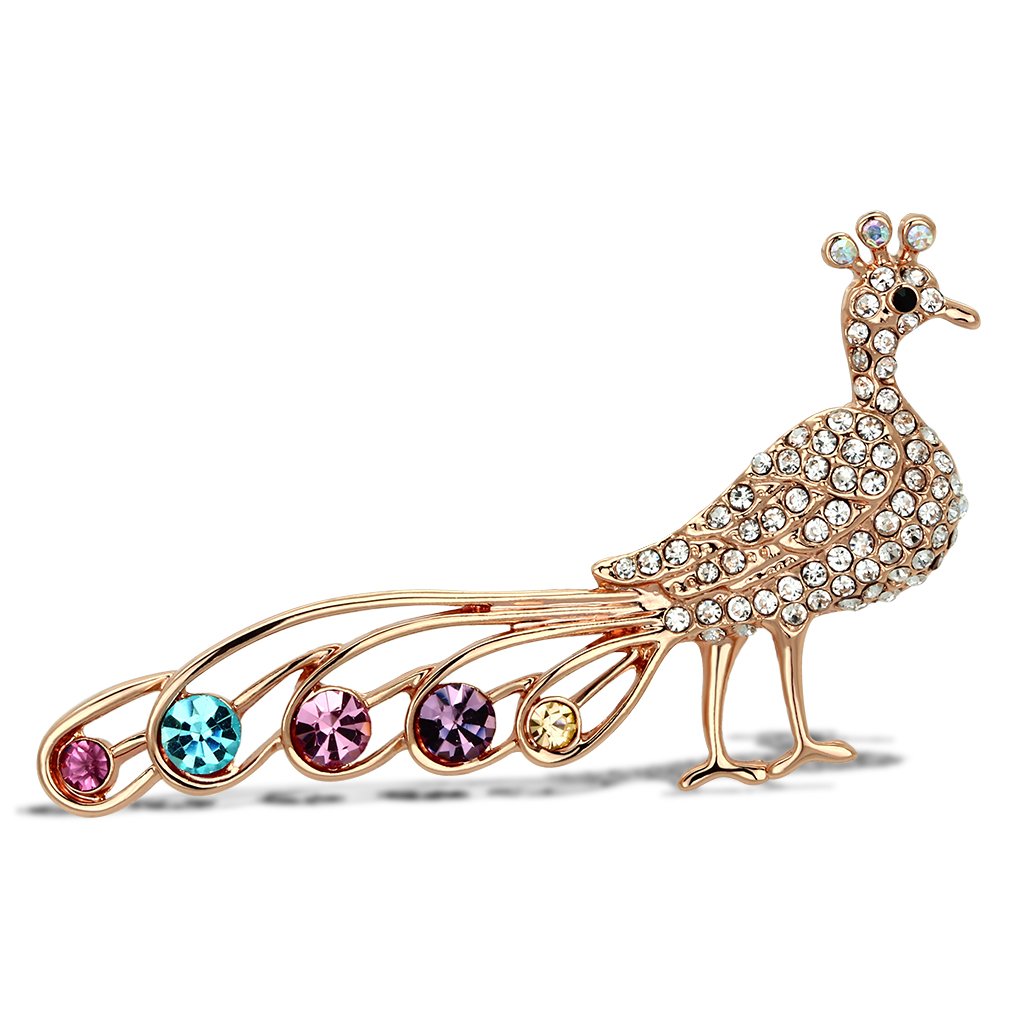 LO2798 - Flash Rose Gold White Metal Brooches with Top Grade Crystal  in Multi Color-0