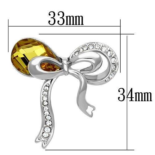 LO2846 - Imitation Rhodium White Metal Brooches with Synthetic Glass Bead in Topaz-1