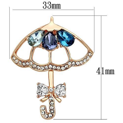 LO2855 - Flash Rose Gold White Metal Brooches with Synthetic Glass Bead in Multi Color-1