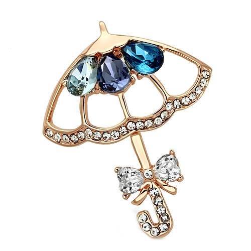 LO2855 - Flash Rose Gold White Metal Brooches with Synthetic Glass Bead in Multi Color-0