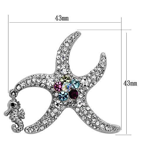LO2910 - Imitation Rhodium White Metal Brooches with Top Grade Crystal  in Multi Color-1