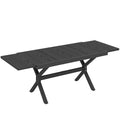 Table de Jardin Extensible Aluminium Table de Repas Extérieure Effet Bois 8-10 Personnes 214x85x73cm Gris Anthracite-0