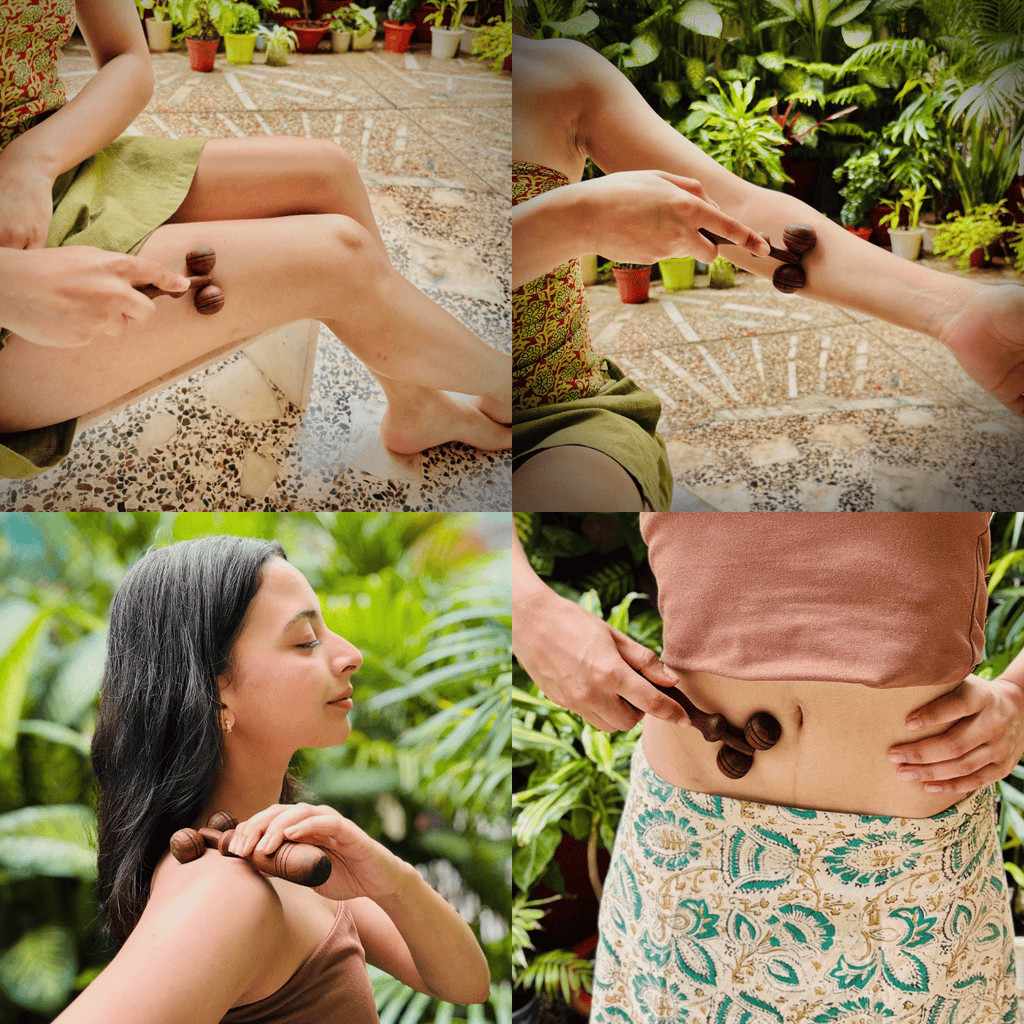 Wooden facial massage roller-2