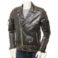 MENS VINTAGE LEATHER BIKER JACKET PITCHER