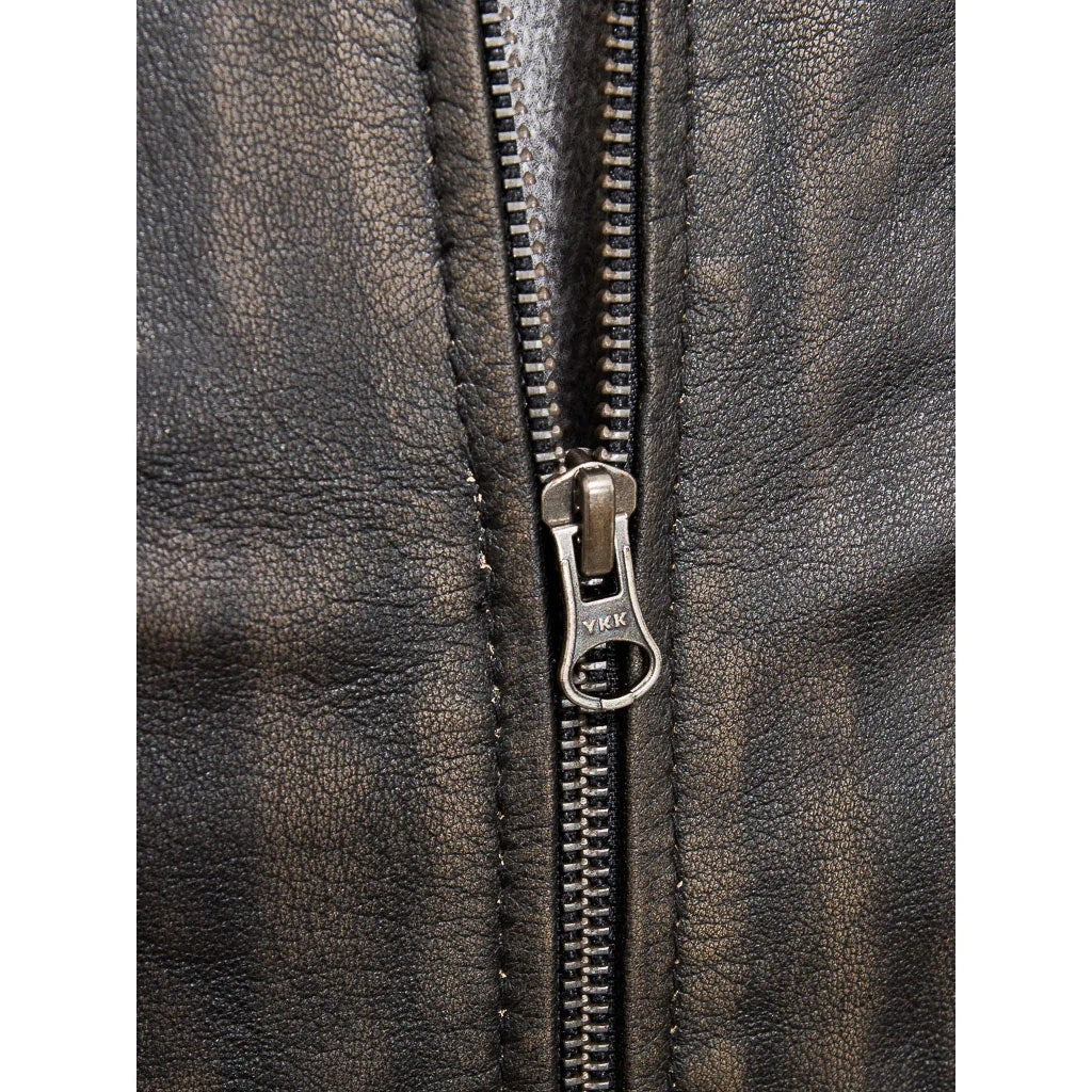 MENS VINTAGE LEATHER BIKER JACKET PRESTON - XL