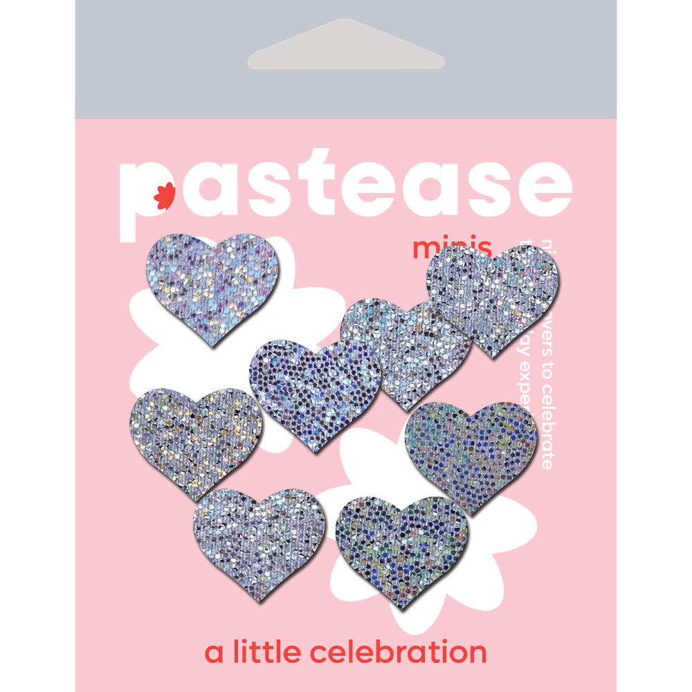 5-Pack: Body Minis: 10 Mini Silver Glitter Hearts Nipple & Body Pasties by Pastease® o/s-1