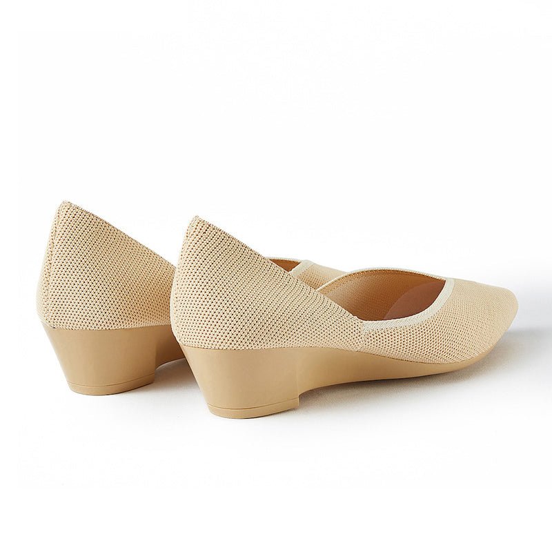 Minimalist Heart Heel Pointed Toe Knit Flats – Low Wedge Princess Shoes-4