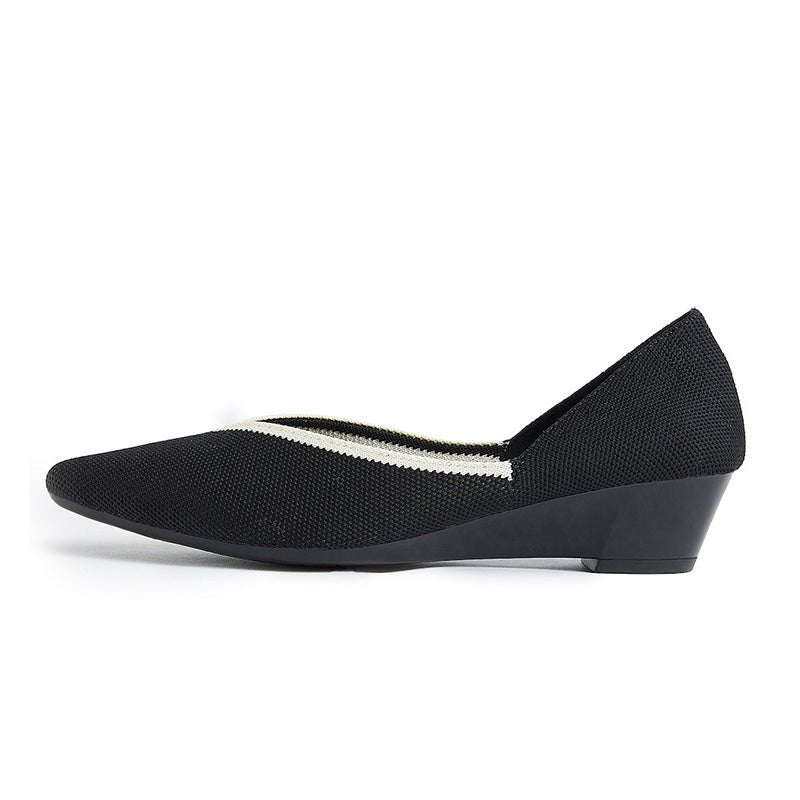 Minimalist Heart Heel Pointed Toe Knit Flats – Low Wedge Princess Shoes-5